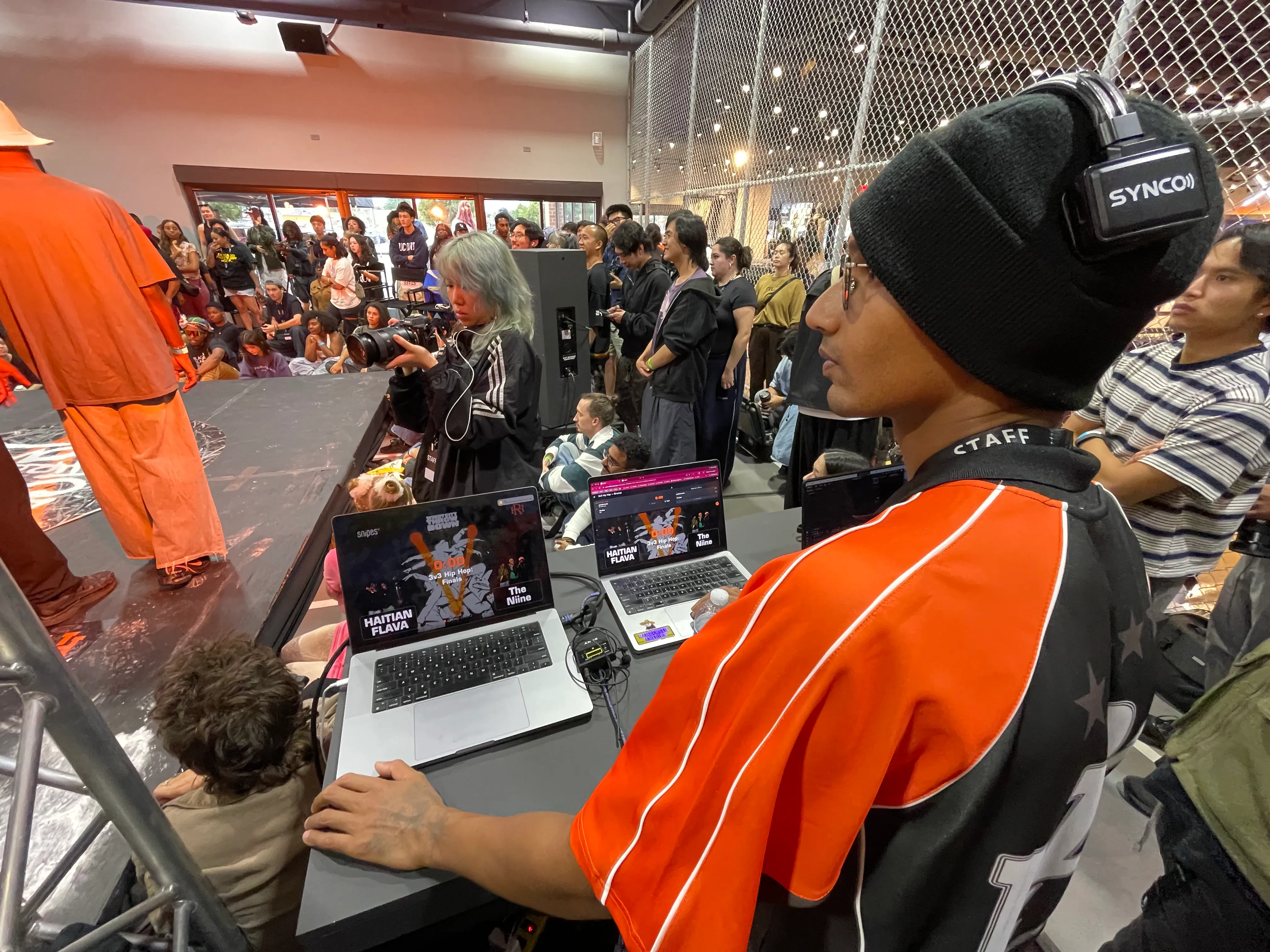 Imesh at Windy City Throwdown, running the Footwork Frenzy event